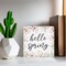 Spring Decor Farmhouse Desk Decorations Wooden Sign, Hello Spring Wood Plaque Block Sign Rustic Home Decor 5 x 5 Inches